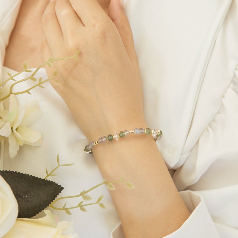 Window Light - Labradorite - Green Apatite - White Crystal - 14k Gold Pack Material Mother's Day Gift Customized - Bracelets - Other Metals Gray