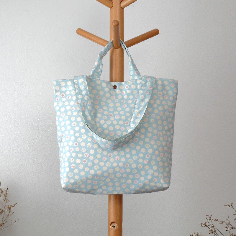 Japan Cotton Tote Bag : Bubble Daisy French Blue - Messenger Bags & Sling Bags - Cotton & Hemp Blue