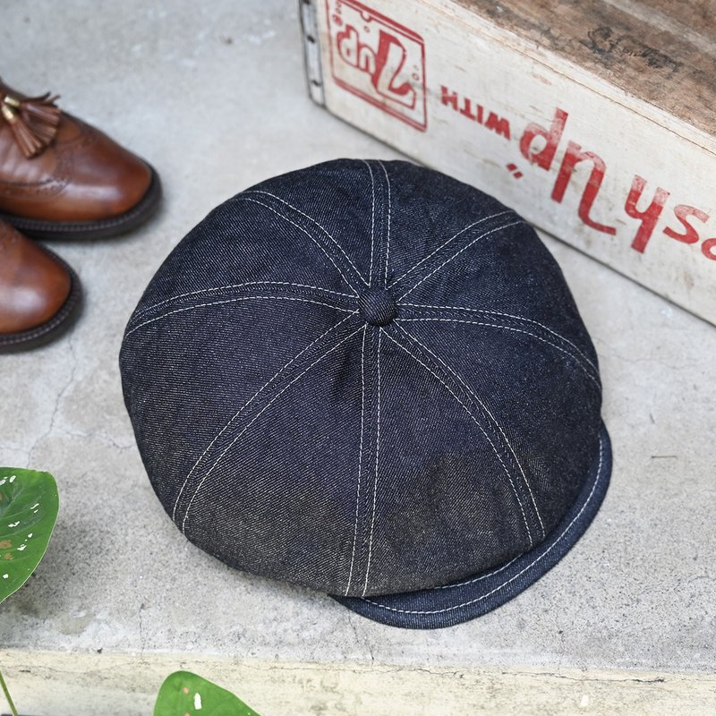 HIGHER Denim Hat 丹寧報童帽 / 小偷帽、狩獵帽、工裝帽、丹寧帽 - 帽子 - 棉．麻 藍色