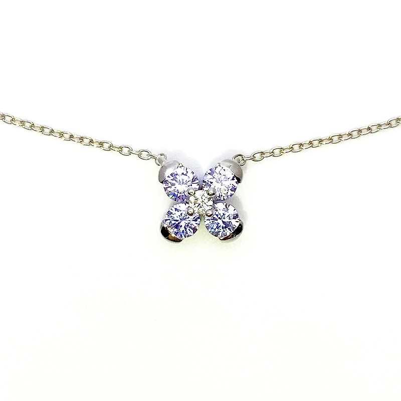 Lavender Zircon Stone Sweet Alyssum 925 Silver Necklace - Necklaces - Semi-Precious Stones Purple