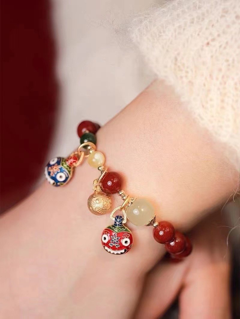 high density. Purple gold cinnabar swallowing gold beast. life number 1 - Bracelets - Gemstone 