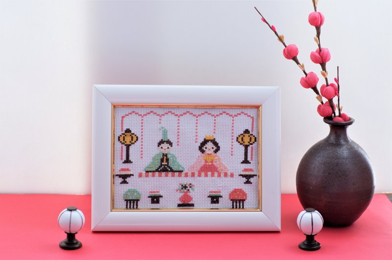 クロスステッチDL図案 　3月は桃の節句ひなまつり　お内裏様とお雛様のcrossstitch - 其他數位商品 - 其他材質 