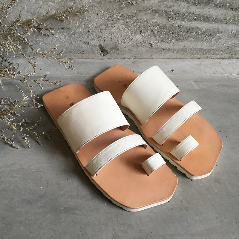 CLAVESTEP X Sandals - Leather Men's Sandals - x - NUDE PINK - Sandals - Genuine Leather White