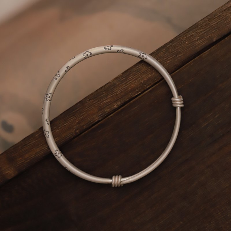 Handmade Silver Bracelet With Peach Blossom - Bracelets - Sterling Silver Silver