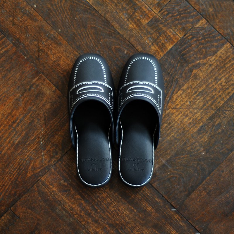 CLOAKROOMS OF .Fuller indoor slippers LOAFER-black Silver - Indoor Slippers - Faux Leather Black
