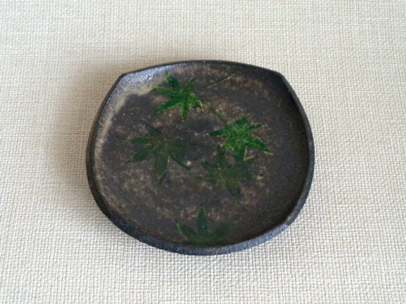 Square Plate Blue Maple Leaf - Plates & Trays - Pottery Black