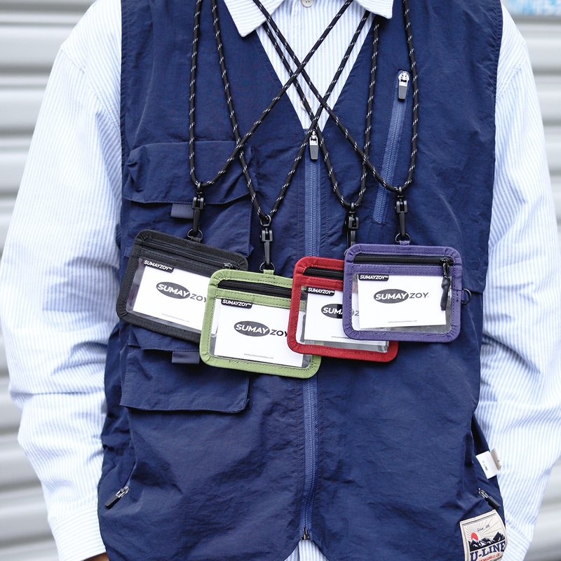 油絵シリーズカードケース 横縦対応 通勤通学、社員証入れ トワイライトブラック - コインケース・小銭入れ - ポリエステル ブラック