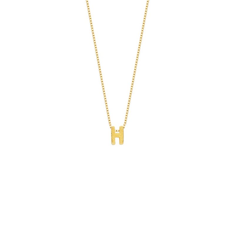 Treasure box gold ornaments 9999 gold pure gold H fashion letter three-dimensional pendant/necklace/clavicle chain - สร้อยคอ - ทอง 24 เค สีทอง