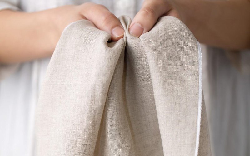 Organic Linen handkerchief (origin x white) - อื่นๆ - ผ้าฝ้าย/ผ้าลินิน สีกากี