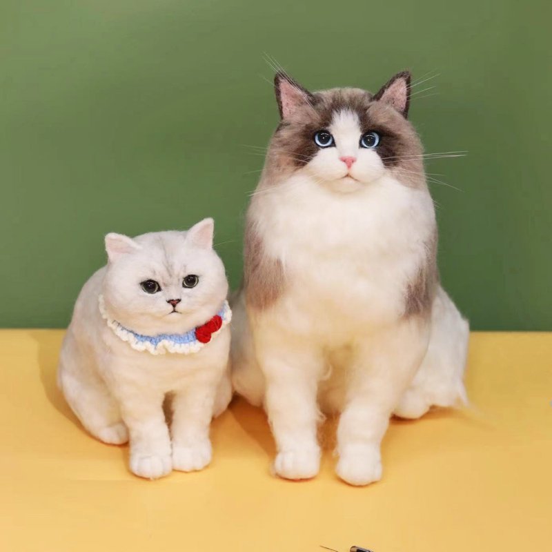 客制化逼真猫 羊毛氈 寵物 娃娃 定制 手工 狗狗猫咪 毛小孩  168 - 貓/狗玩具 - 羊毛 多色