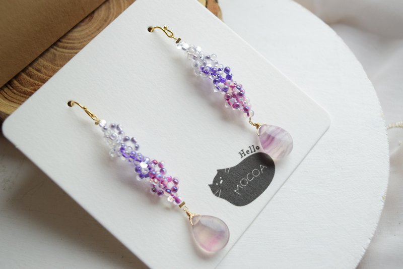 Sea grape fluorite [Purple] - Earrings & Clip-ons - Glass Purple