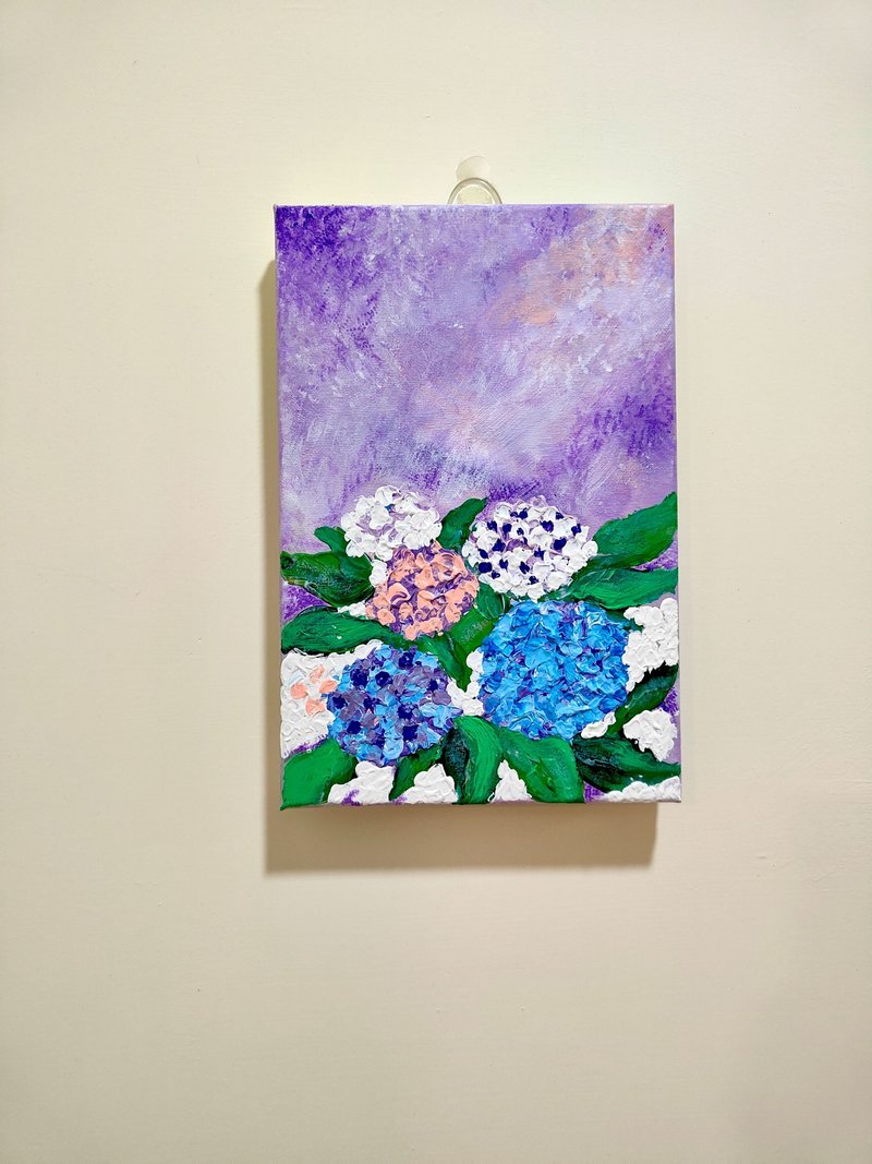 【Abundant Hydrangea】 Unframed Painting / Acrylic Art / Wall Art / Original Art / Gift / Housewarming - Posters - Cotton & Hemp 