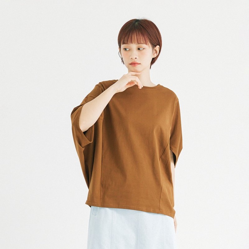 【Simply Yours】蝙蝠寬鬆休閒T 咖啡F - 女 T 恤 - 棉．麻 咖啡色