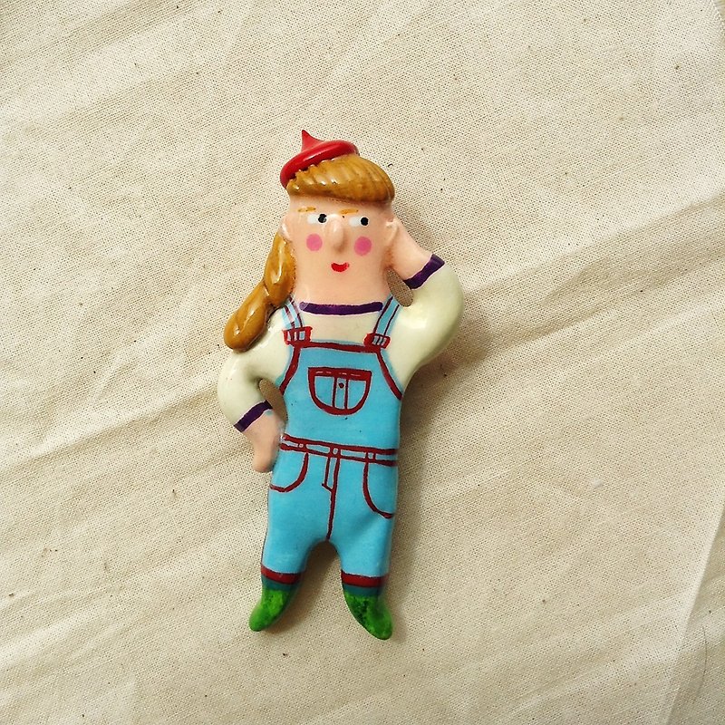 [Hearty series] (new) farm outside another girl (Girl; pin) - Brooches - Clay Multicolor
