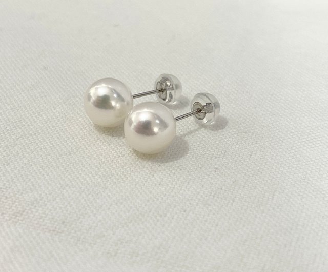 本物品質の 一粒パールピアス 無調色 あこや真珠 7-7.5/7.5-8/8-8.5/8.5-9 アクセサリー