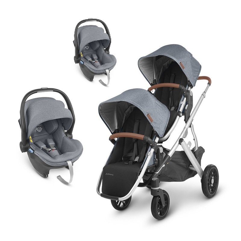 台灣宅配【UPPAbaby】【雙寶推車提籃】VISTA V2藍灰+藍灰提籃*2 - 嬰兒車/嬰兒推車 - 其他材質 藍色