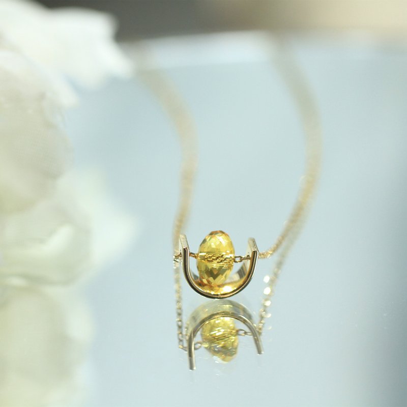 11月誕生石。開運黃水晶項鍊 純銀鍍18K金項鍊  財運事業 禮物 - 項鍊 - 水晶 黃色