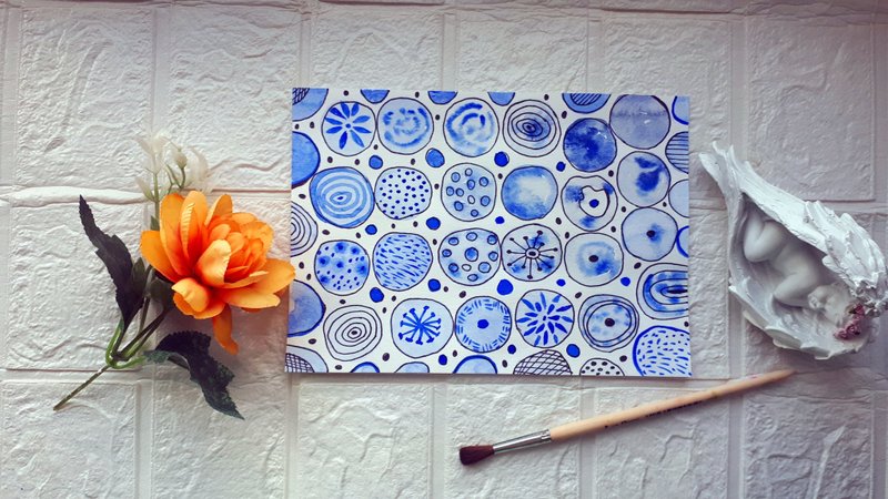 Circles 2  Watercolor Painting, Artwork, Art, Watercolour, Abstract - 壁貼/牆壁裝飾 - 紙 多色