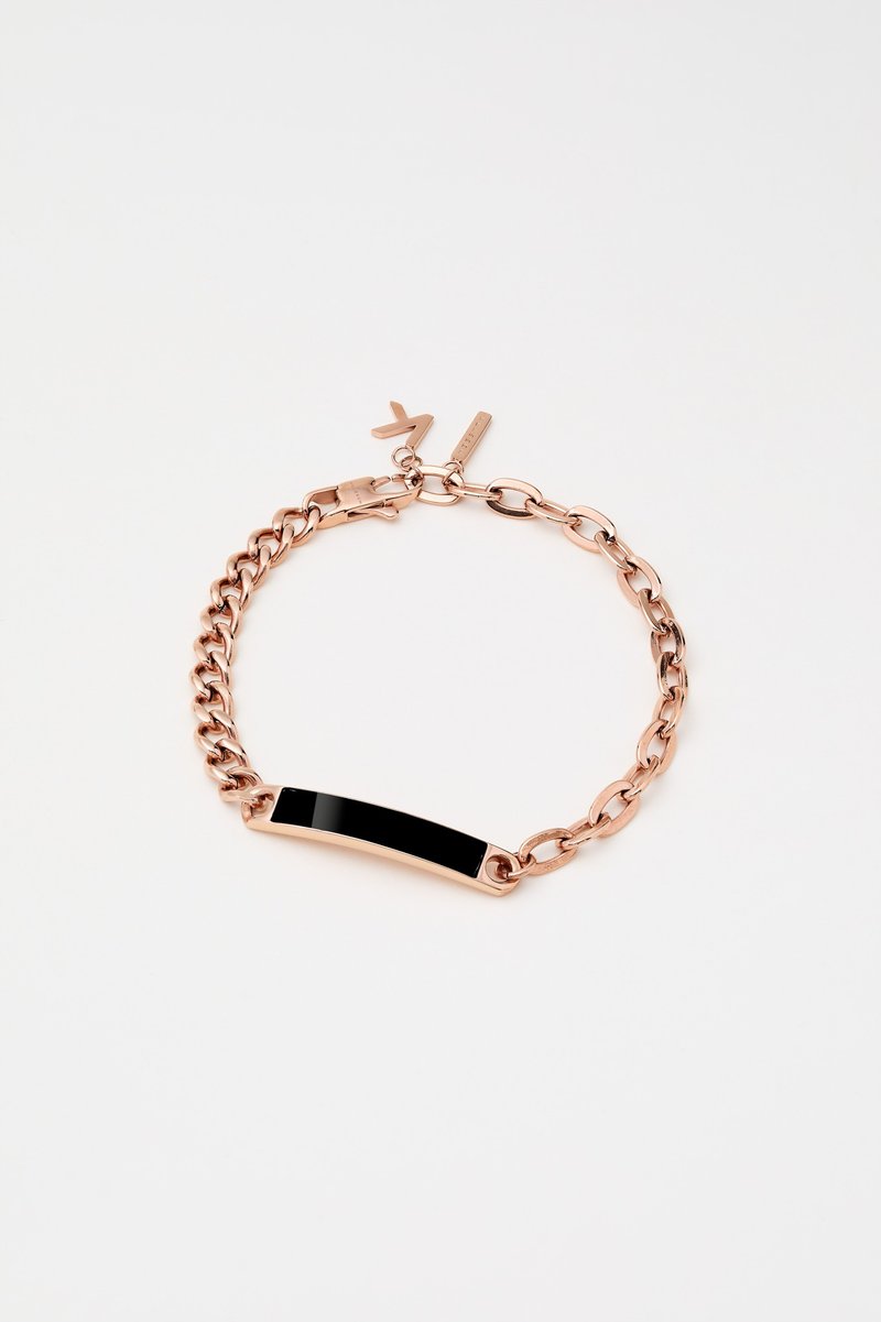 Chain2Chain Rose Gold & Black Enamel Bracelet - สร้อยข้อมือ - สแตนเลส 