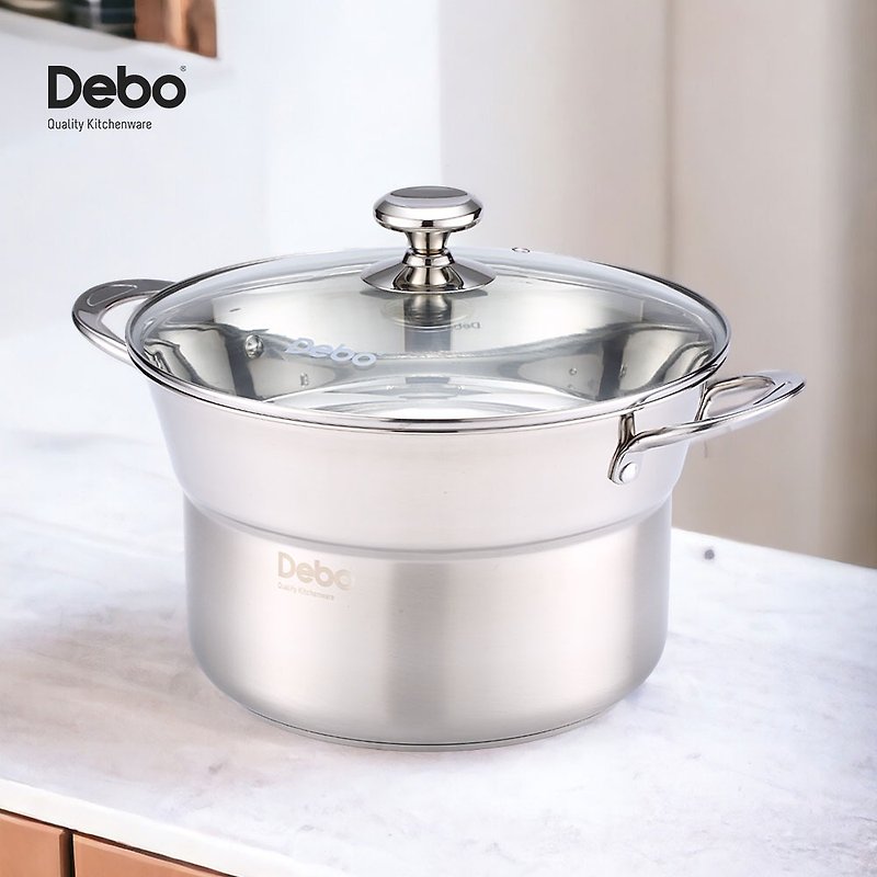 Debo Debo 多目的炒め調理スープ鍋 304ステンレス28cm - 鍋・ベーキングトレイ - ステンレススチール シルバー