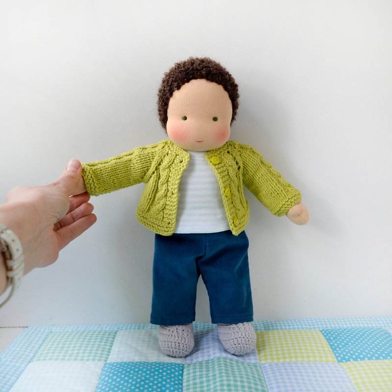 classic Waldorf doll Boy 12 inch (30 cm) tall. Natural organic Steiner doll - Kids' Toys - Eco-Friendly Materials Green
