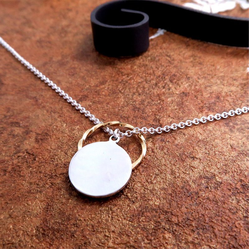 Feel-forged series female round 墬 + hanging ring 925 sterling silver necklace - สร้อยคอ - เงินแท้ สีทอง