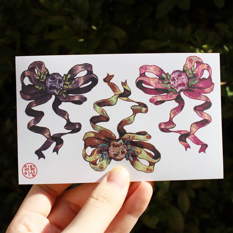 Skull Ribbon B sticker (january 2nd) - 貼紙 - 紙 多色