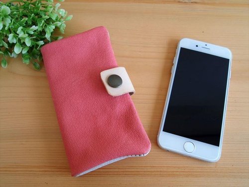 knee-yon-D 【オーダーメイド 定番ピンク】豚革やわらかスマホケース【多機種】レザーカバー【iphone6,xperia,galaxy】