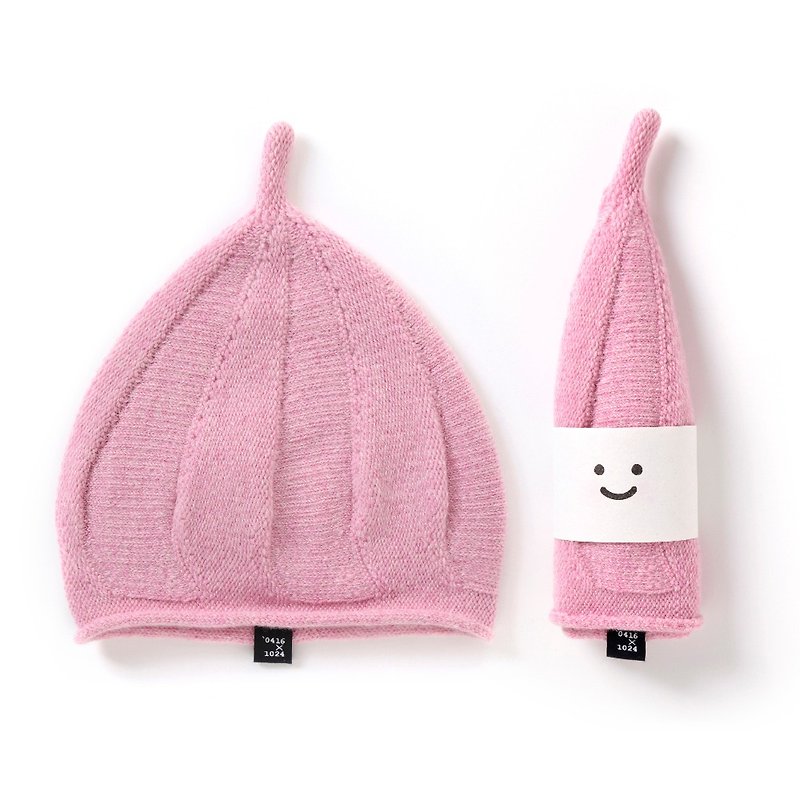 かわいい小さな。カシミヤ帽子/ピンク/子モデルとリネン - 帽子 - ウール ピンク