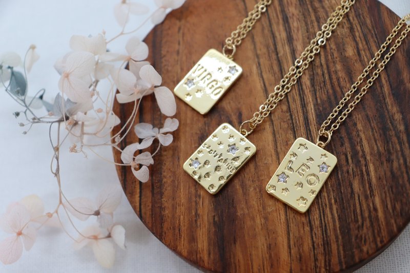 Celestial Elegance Gold Constellation Necklace with Zodiac Sign Stunning Gold - 項鍊 - 銅/黃銅 金色