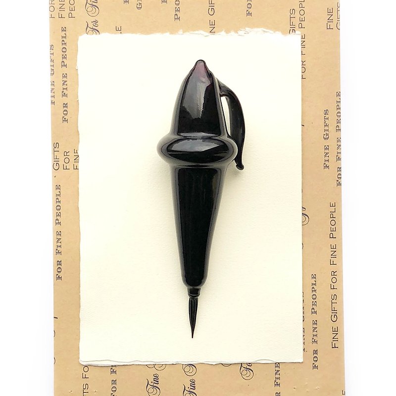 イタリアルビナート断熱ガラスディップペン│特殊形状 - つけペン - ガラス ブラック