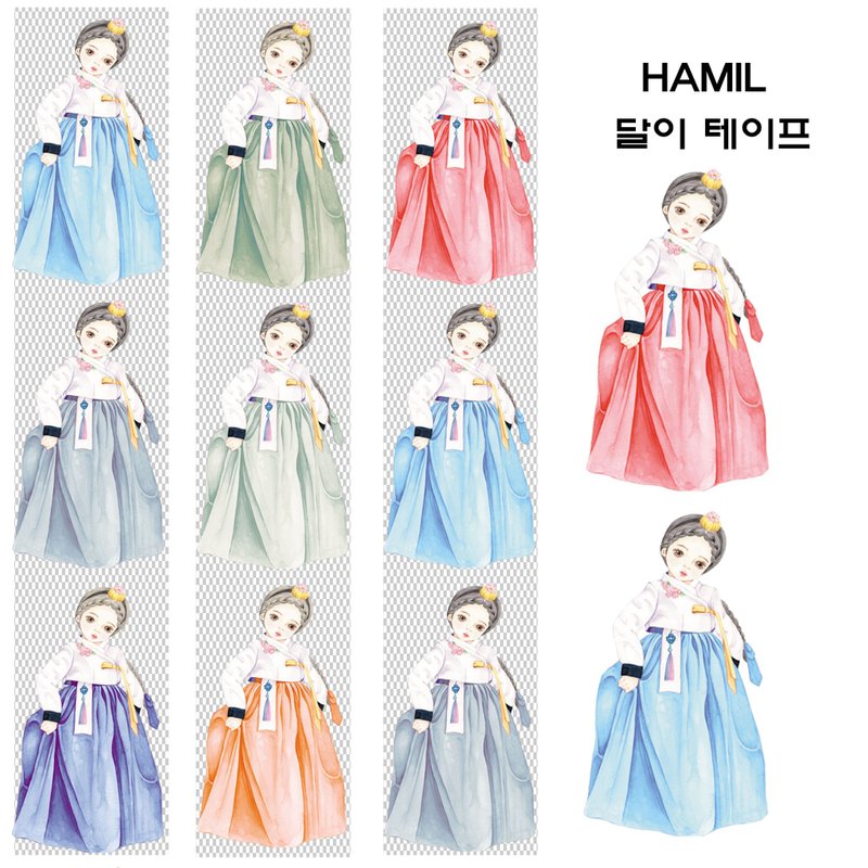 Dali OPP TAPE (hamil) Vintage cute doll - 紙膠帶/和紙/PET - 紙 多色
