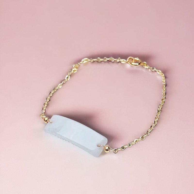 飄花翡翠無事牌手鍊 14K包金 | 天然緬甸翡翠A貨 | 送禮 - 手鍊/手環 - 玉石 綠色