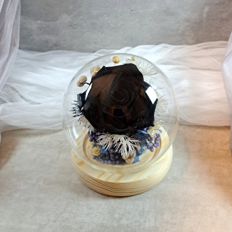 永生花玻璃罩 閨密禮物  母親節 永生玫瑰 情人節禮物 PF049 - 乾燥花/永生花 - 植物．花 黑色