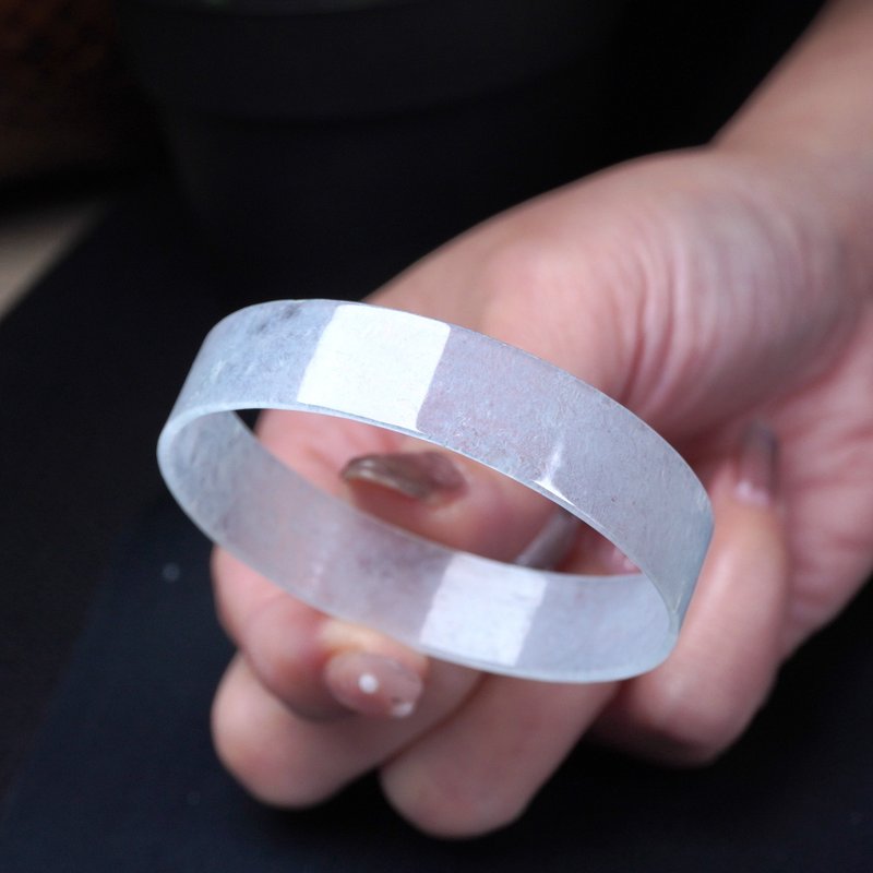 Ice Jadeite Square Bangle Bracelet | Size 18 | Natural Burmese Jadeite Grade A | Gift - Bracelets - Jade Transparent