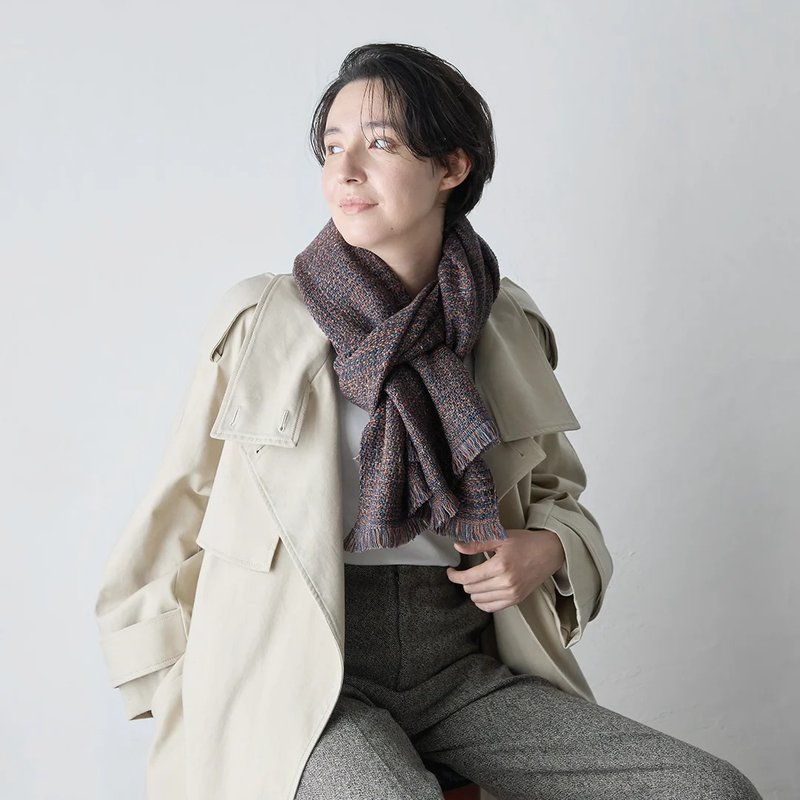 8色編撚羊毛圍巾-棕色(數量有限 售完為止) - 圍巾/披肩 - 羊毛 咖啡色