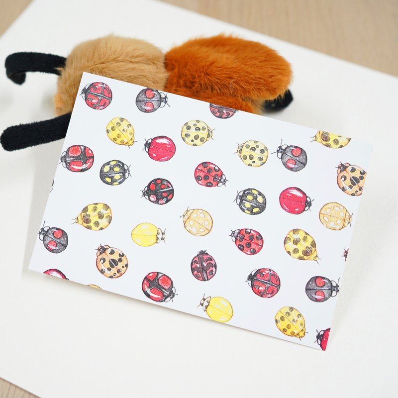 【Miss Ladybugs】Art Print Pattern Postcard - Cards & Postcards - Paper White