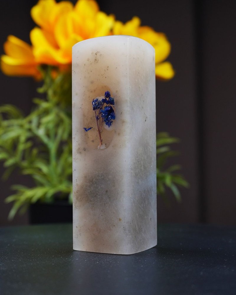 客製化手工印章-|藍滿天星樹酯印章 2.3 x2.3 CM|篆刻印章 - 印章/印台 - 石頭 