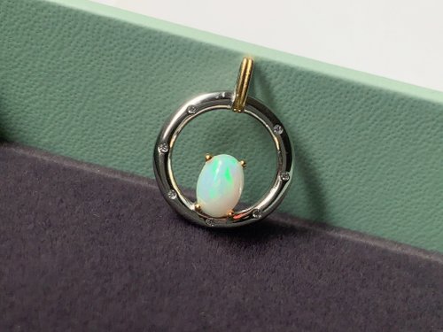 Esme Accessory 天然歐泊 蛋白石 純銀項鍊 時尚 遊彩 禮物 生日石