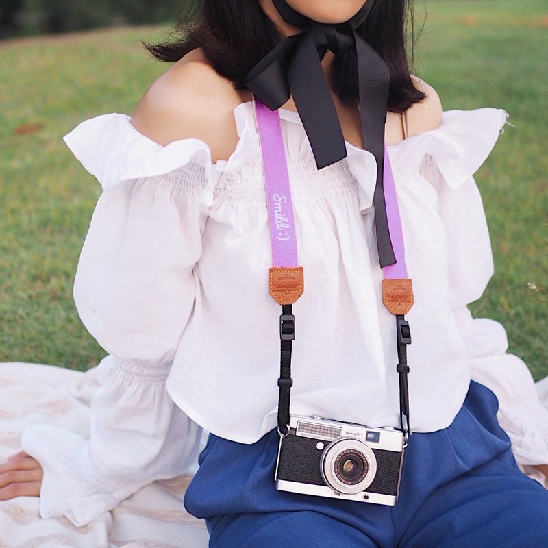 CAMERA STRAP : Personalize name( PURPLE ) SMALL  SIZE / YESIDID - 相機背帶 - 其他材質 紫色