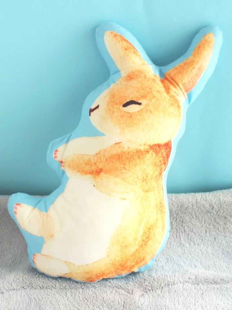 Bunny Rabbit Pillow Goo 𠱸 - หมอน - ผ้าฝ้าย/ผ้าลินิน สีน้ำเงิน