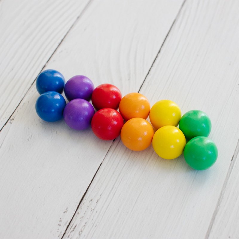 Australia Connetix Rainbow Wooden Ball Set (12pc) - Kids' Toys - Wood 