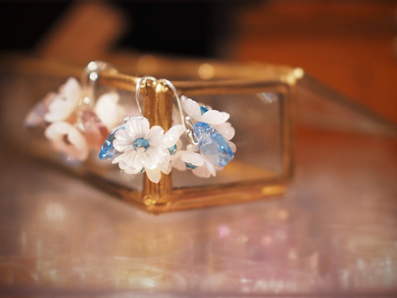 Earrings-Sprinkled Cherry Blossoms-Beads + Crystal - Earrings & Clip-ons - Shell 