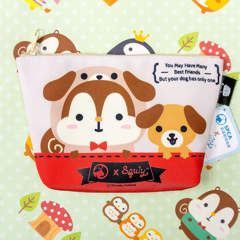 SPCA x Squly and Friends Pouch (Dog) - G001SQB - Toiletry Bags & Pouches - Polyester Khaki