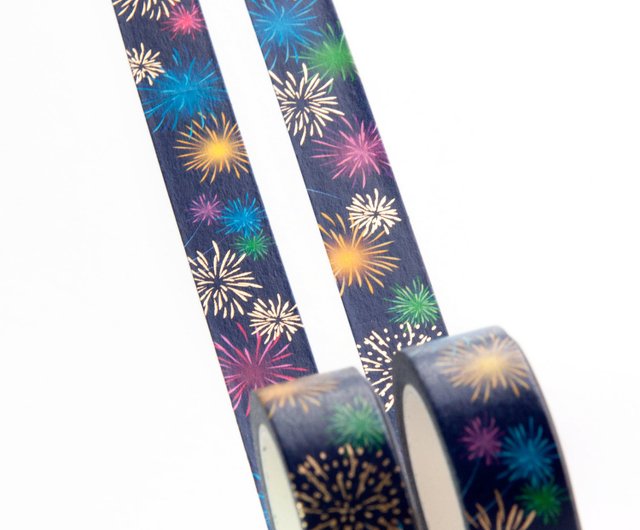 Blue and Yellow with Foil Fireworks Washi Tape