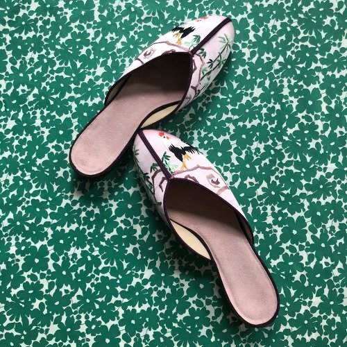 Suzhou Cobblers 摩登繡鞋 早上好手繡平底鞋無包跟/ 拖鞋 繡花 刺繡 蘇繡 絲綢 緞面 手工繡