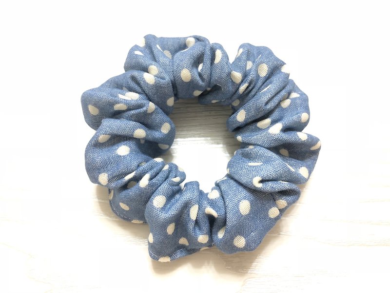 Japanese double yarn. Cute little. Blue / large intestine circle hair bundle. Donut hair bundle. Hair ring - Hair Accessories - Cotton & Hemp Blue