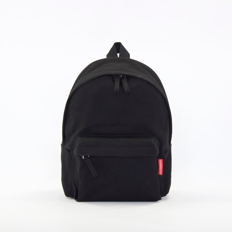 ผ้าฝ้าย/ผ้าลินิน กระเป๋าเป้สะพายหลัง สีดำ - Waterproof Heavy Canvas Backpack ( Mini, A4 ) / Black / for both adults and kids