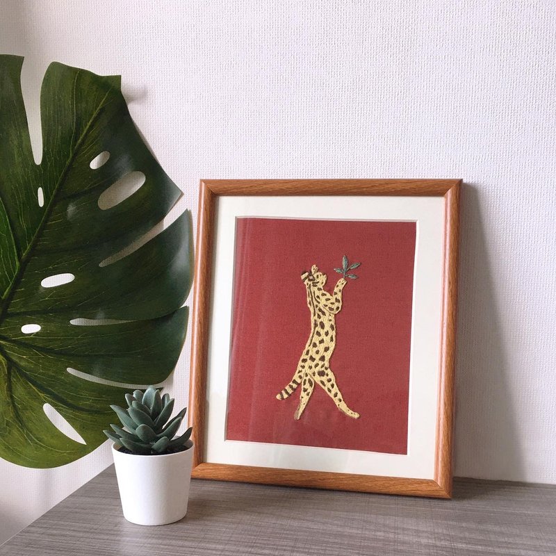 Dancing Serval Cat 01 - Picture Frames - Thread Red