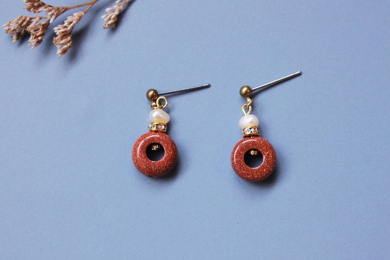 Donut - earring  clip-on earring - Earrings & Clip-ons - Copper & Brass Gold